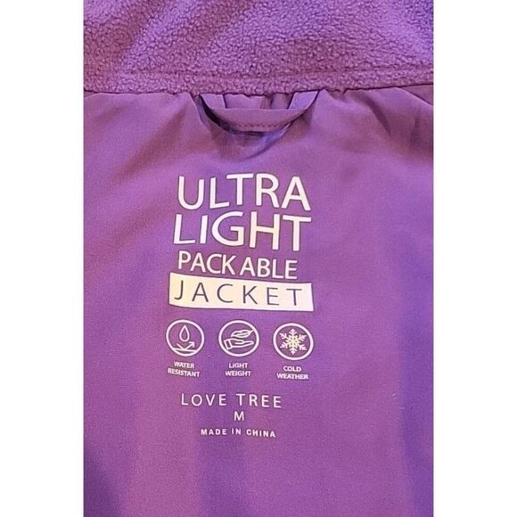 Love Tree Ultralight Packable Womens Medium Purple Puffer Jacket Full Zip Adjust - Picture 7 of 9